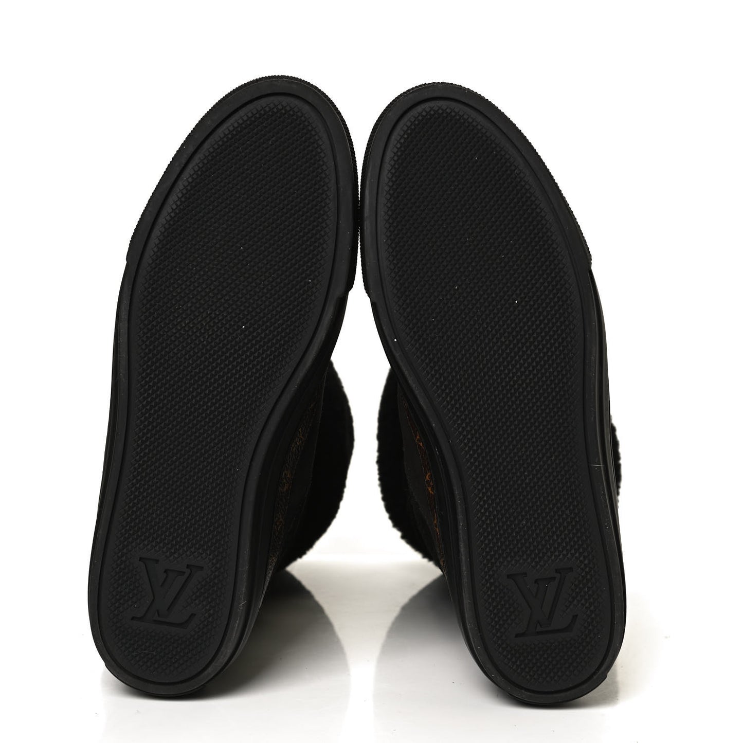 Suede Calfskin Monogram Embossed Snowball Flat Half Boots 39.5 Black