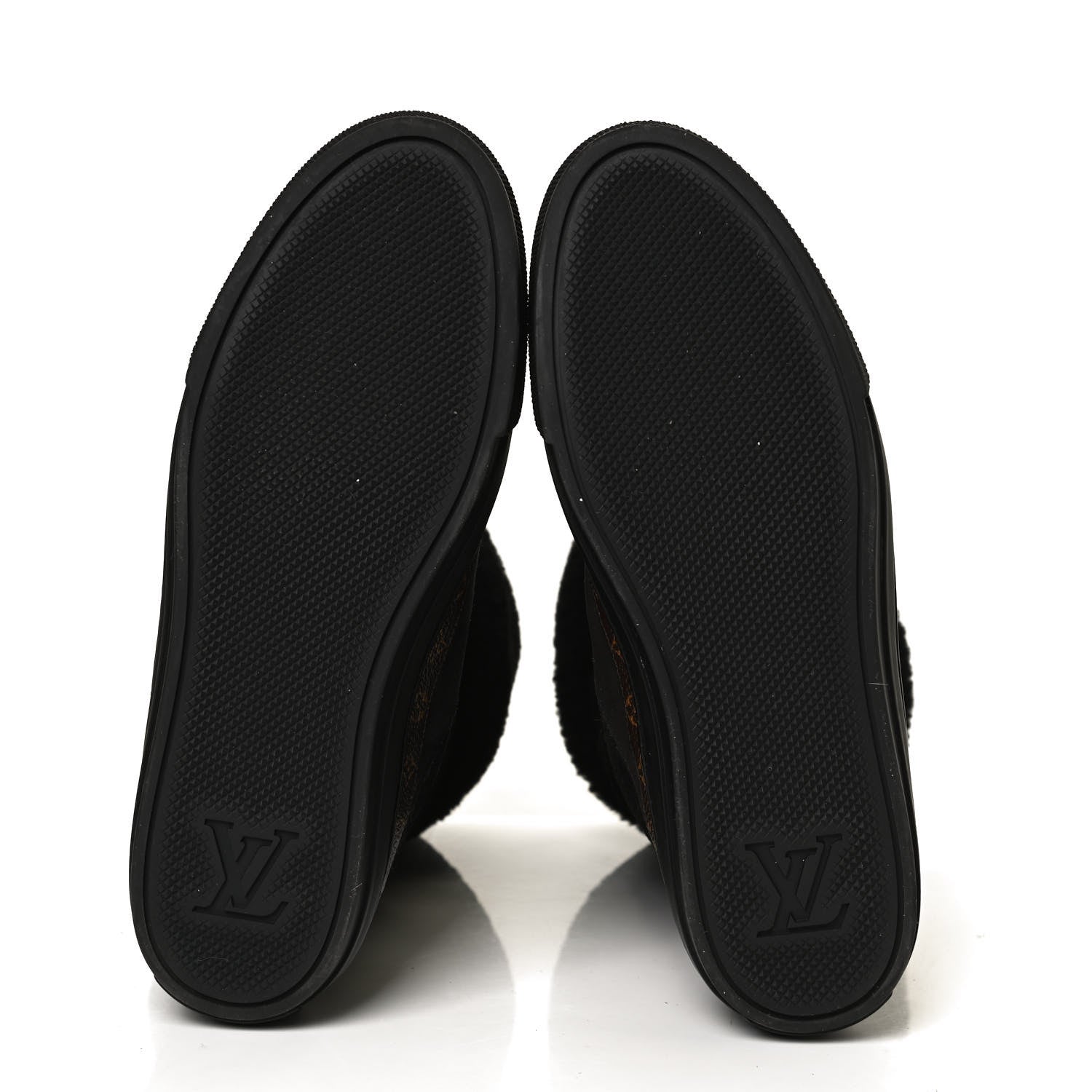 Louis Vuitton Suede Calfskin Monogram Embossed Snowball Flat Half Boots 39.5 Black 7 of 11