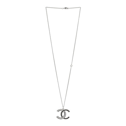 Chanel Baguette Crystal Large CC Necklace Silver Black 3 of 6