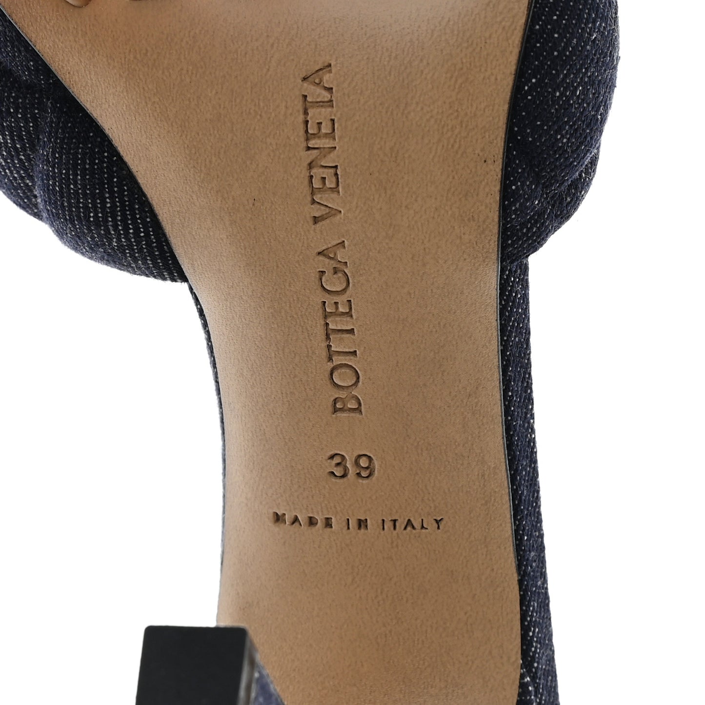 Denim Matelasse Padded Mule Sandals 39 Indigo