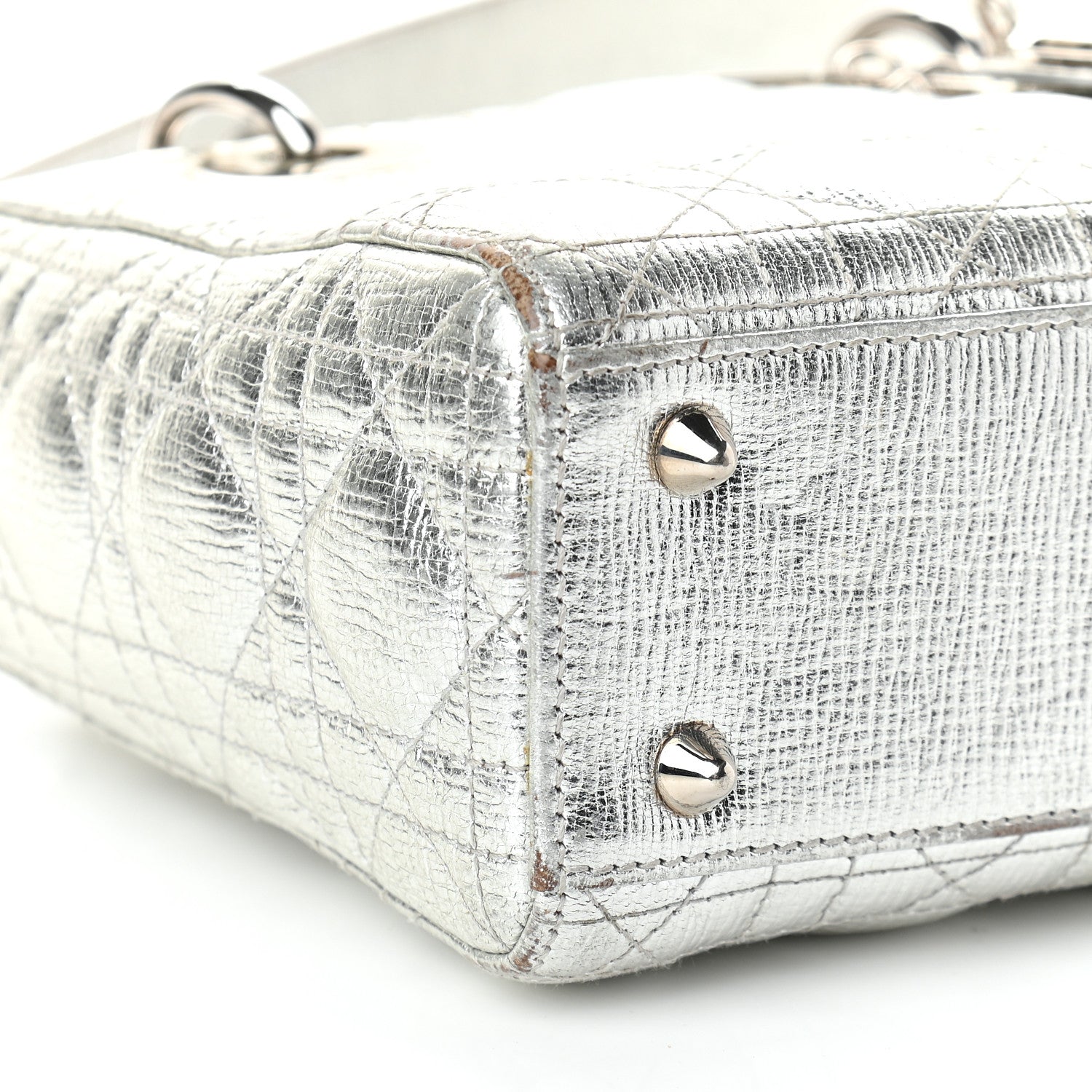 Christian Dior Metallic Grained Calfskin Cannage Small Lucky Badges My Lady Dior Silver 5 of 10