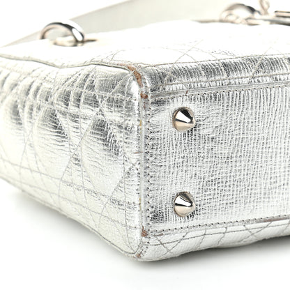 Christian Dior Metallic Grained Calfskin Cannage Small Lucky Badges My Lady Dior Silver 5 of 10