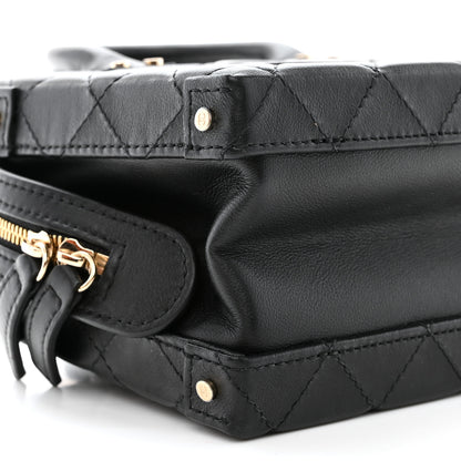 Chanel Calfskin Quilted Small Studded Square Vanity Case Black 9 of 11