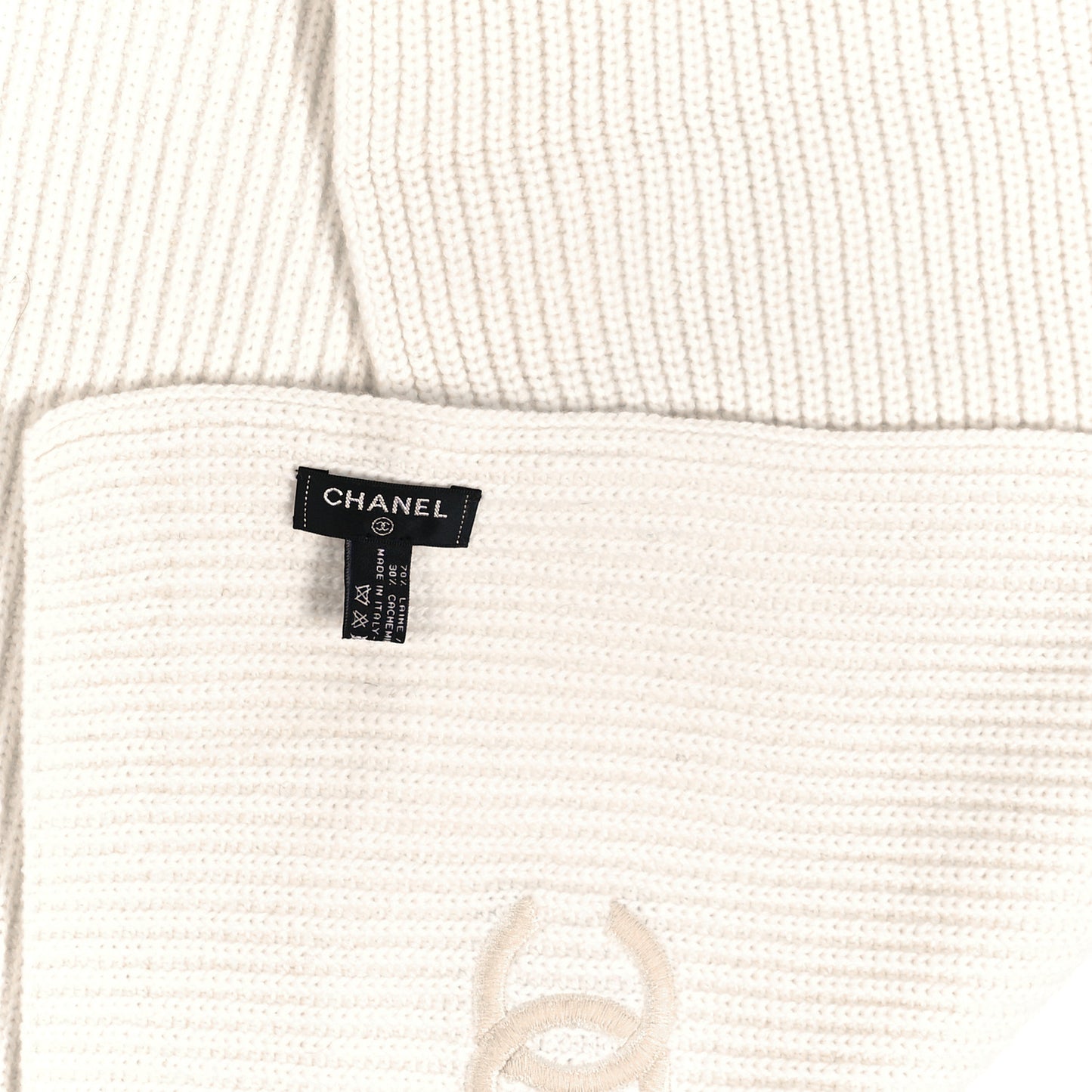 Wool Cashmere CC Scarf White Black