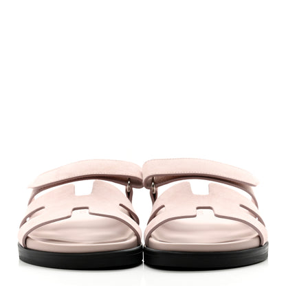 Hermes Suede Goatskin Womens Chypre Sandals 36 Rose Porcelaine 2 of 9