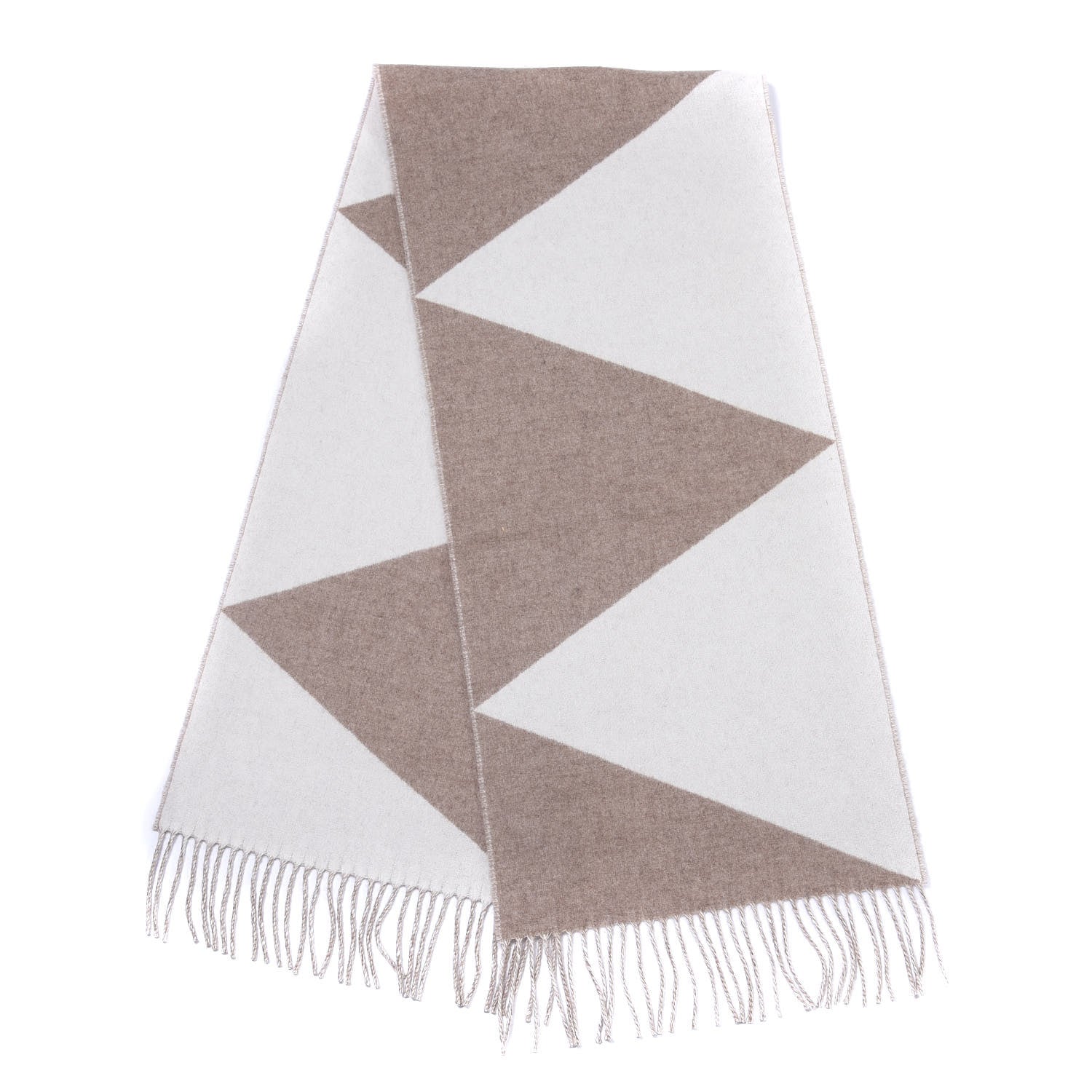 Hermes Cashmere Casaque Zig Zag Muffler Etoupe Ivory 2 of 4