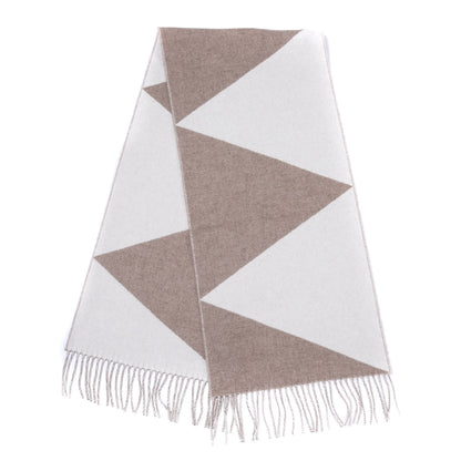 Hermes Cashmere Casaque Zig Zag Muffler Etoupe Ivory 2 of 4