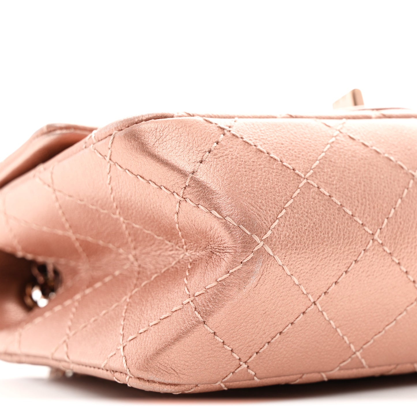 Metallic Grained Calfskin Quilted 2.55 Reissue Mini Flap Copper Pink