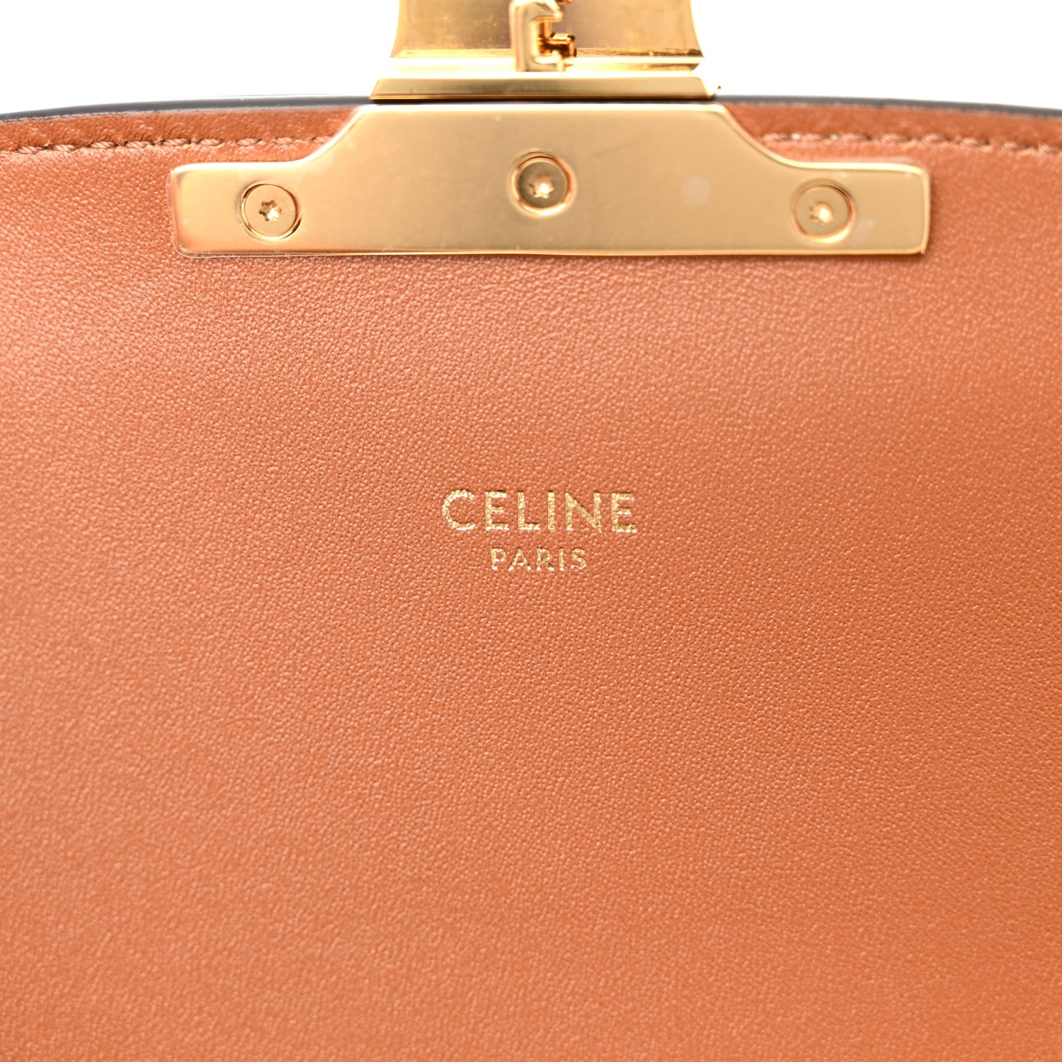 Celine Triomphe Canvas Calfskin Medium Triomphe Bag Tan 7 of 10