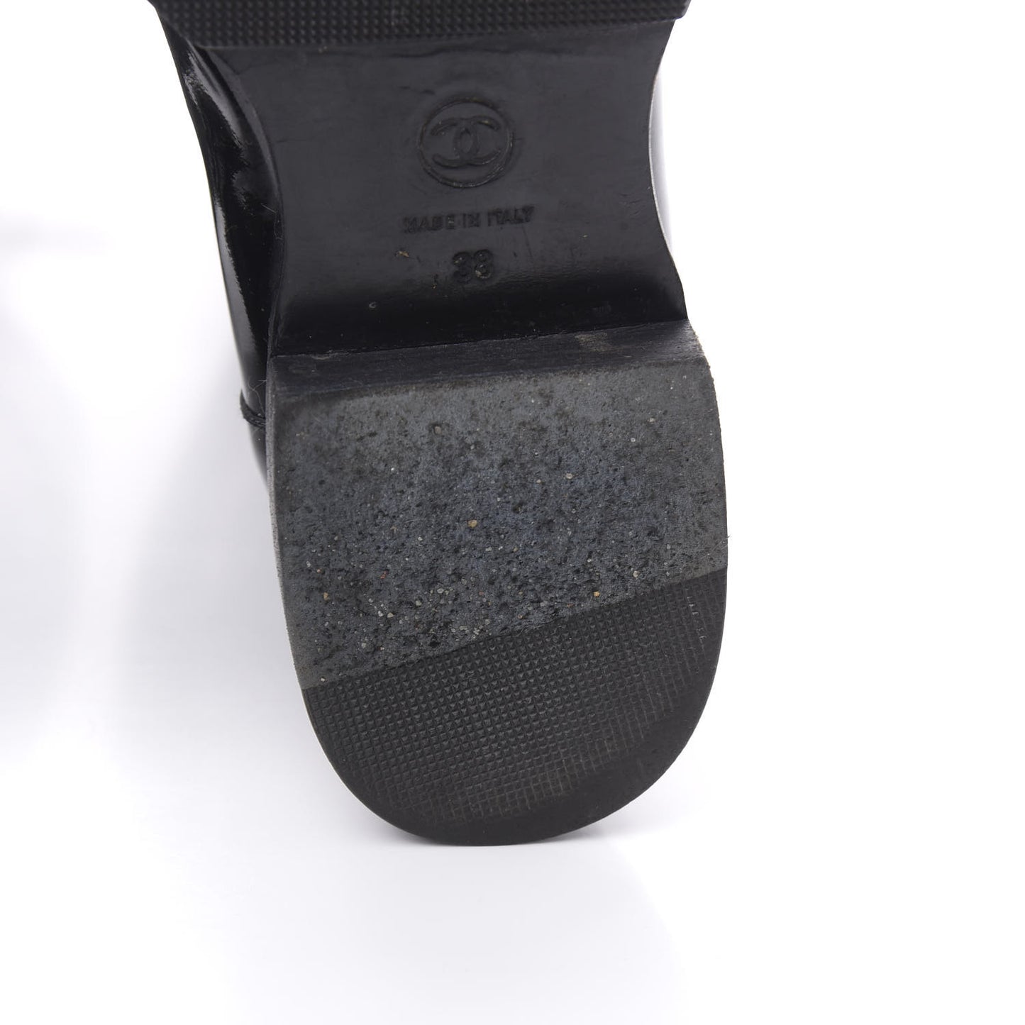 Patent Knee High Boots 38 Black