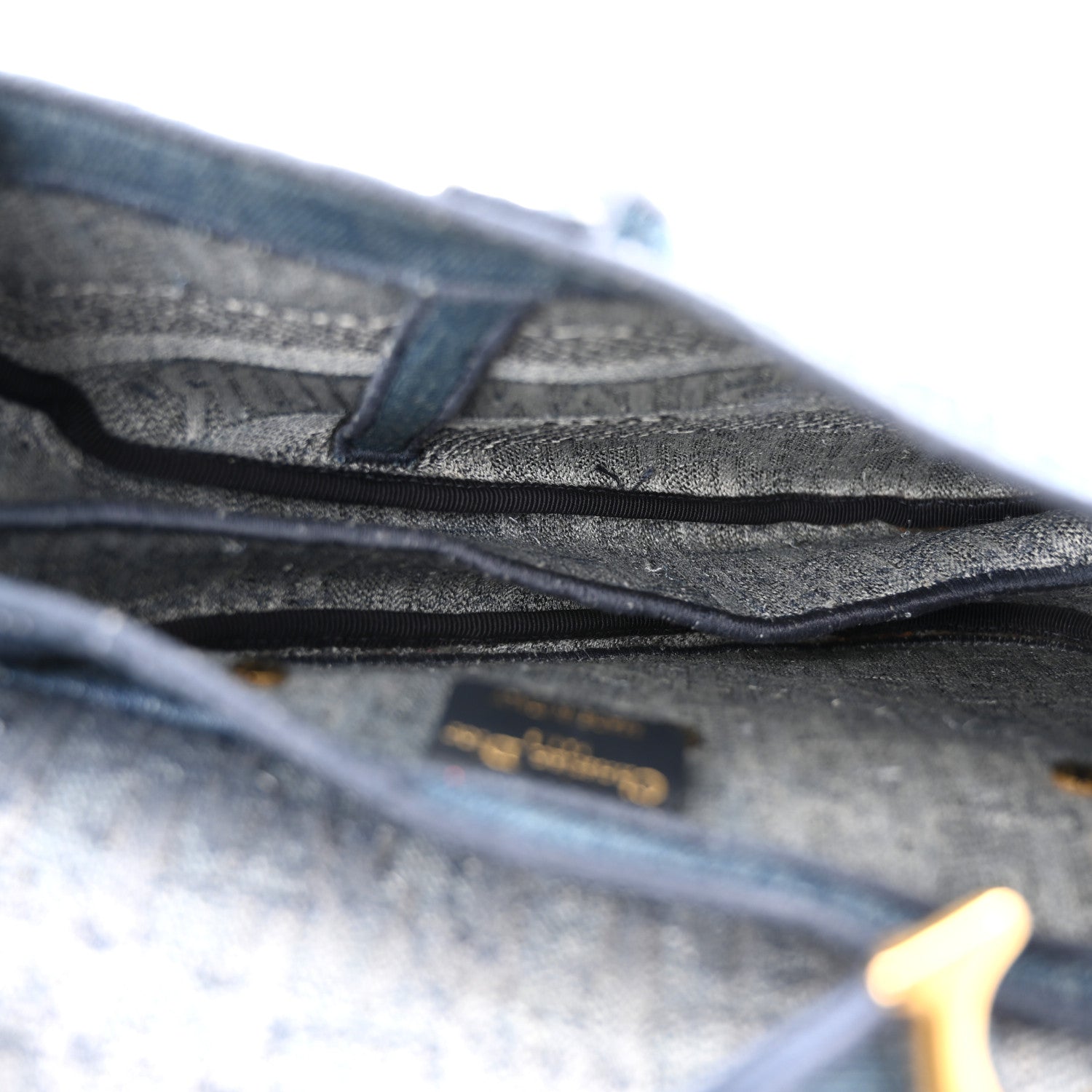 Christian Dior Oblique Embroidered Saddle Bag Denim Blue 5 of 10