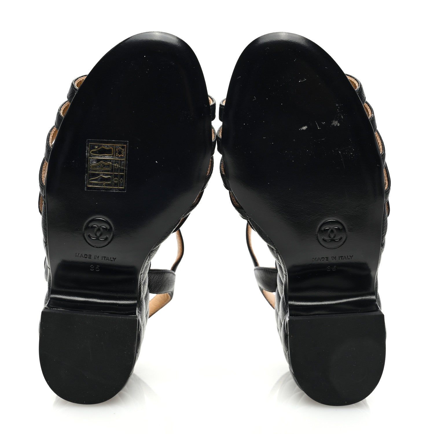 Chanel Grained Calfskin Quilted Wedge Sandals 35 Black 5 of 8