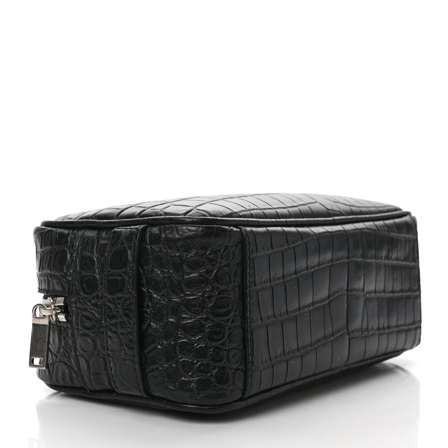 Saint Laurent Calfskin Crocodile Embossed Cosmetic Case Black 4 of 7