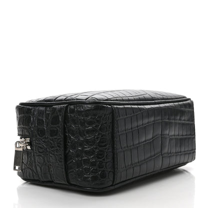 Saint Laurent Calfskin Crocodile Embossed Cosmetic Case Black 4 of 7