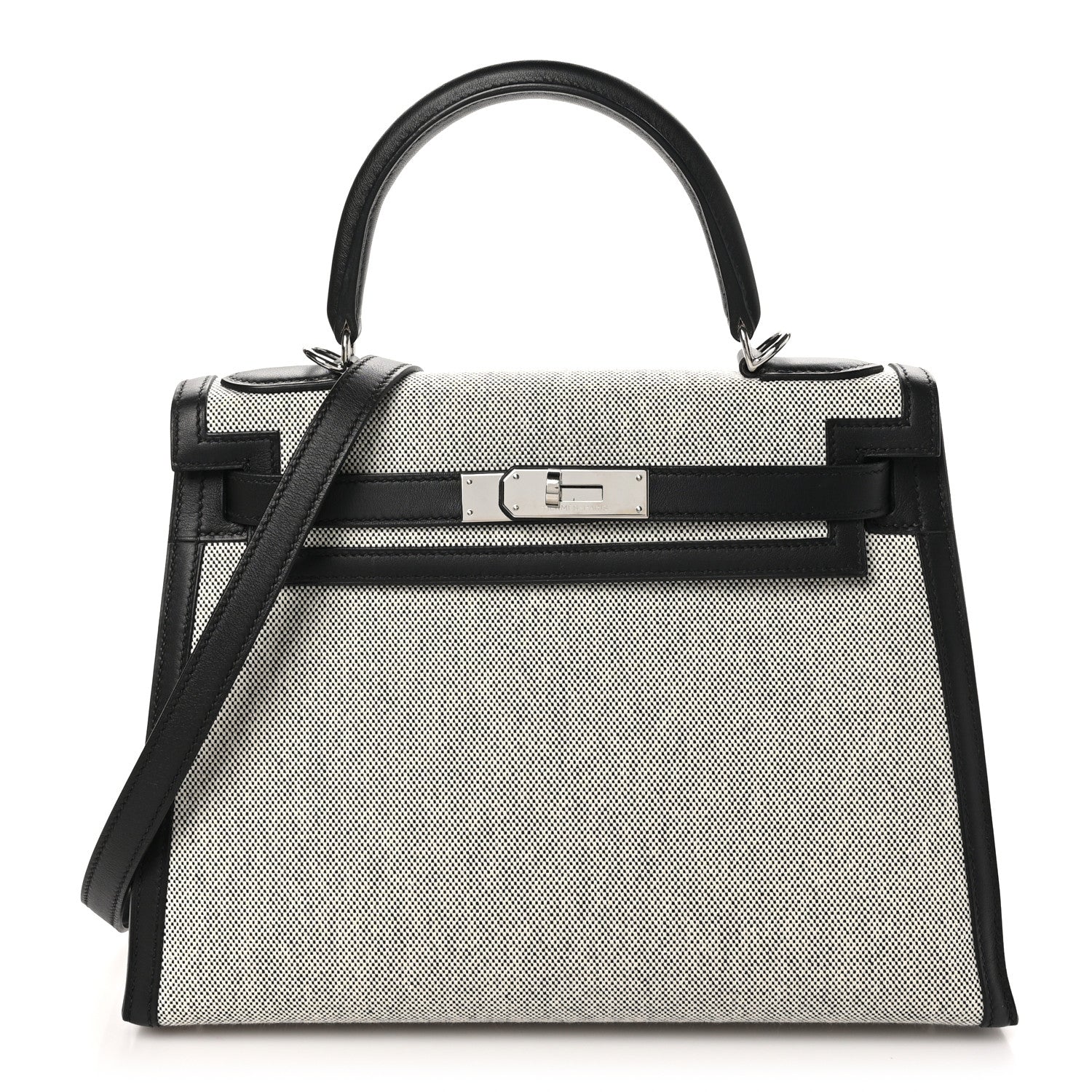 Hermes Toile Swift Kelly Sellier 28 Ecru Black 1 of 10