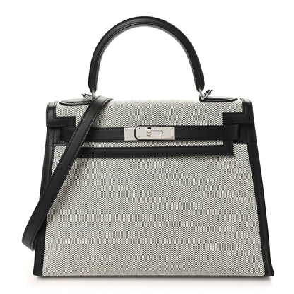 Hermes Toile Swift Kelly Sellier 28 Ecru Black 1 of 10