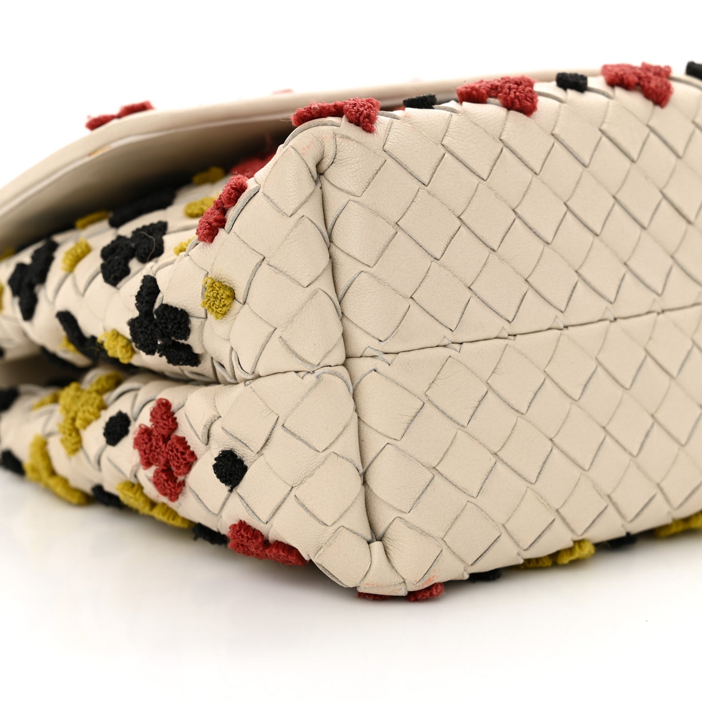 Nappa Intrecciato Embroidered Mosaic Olimpia Shoulder Bag White Multicolor