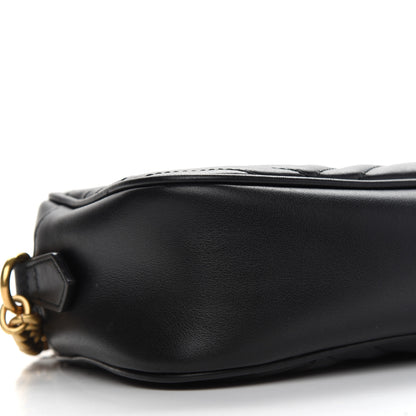 Gucci Calfskin Matelasse Small GG Marmont Chain Shoulder Bag Black 8 of 11