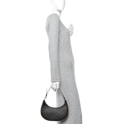 Celine Triomphe Canvas Calfskin Ava Shoulder Bag Tan 2 of 10