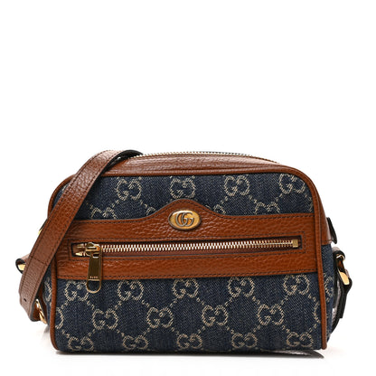 Gucci New Denim GG Monogram Dollar Calfskin Mini Ophidia Shoulder Bag Blue Tea Cuir Epilog 1 of 9