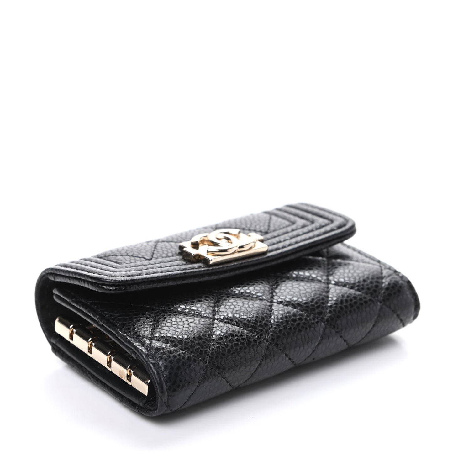 Caviar Quilted 4 Key Holder Boy Flap Black