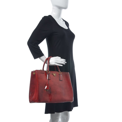 Prada Spazzolato Large Galleria Double Zip Tote Scarlatto Fume 2 of 9