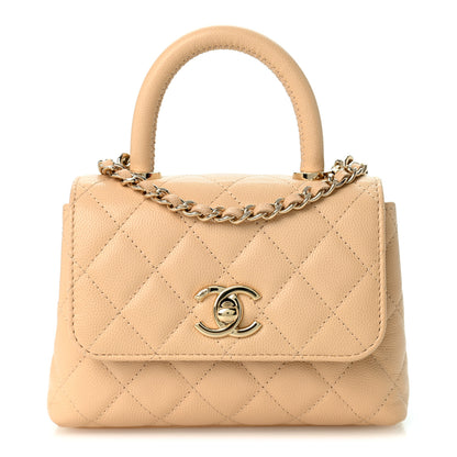 Chanel Caviar Quilted Coco Handle Clutch With Chain Beige 1 of 10