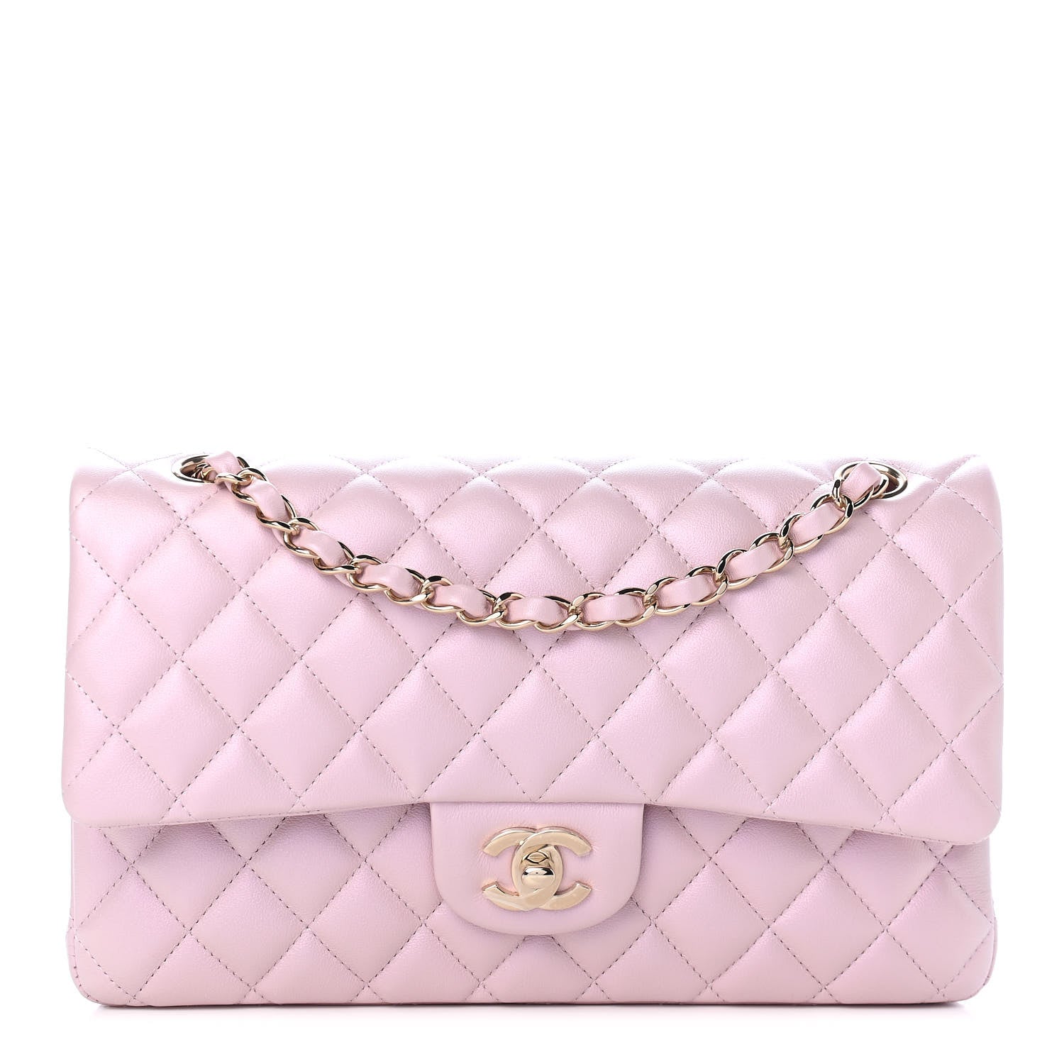 Chanel Iridescent Calfskin Quilted Medium Double Flap Light Pink 1 of 9