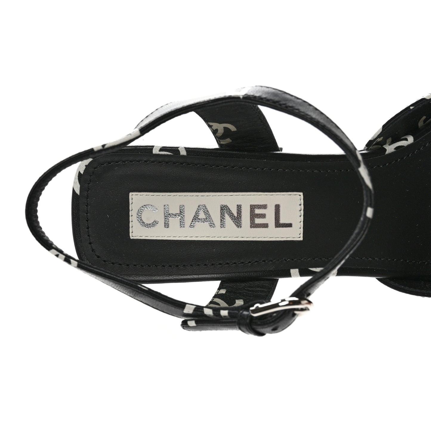 Lambskin Printed Coco Beach Sandals 40 Black White