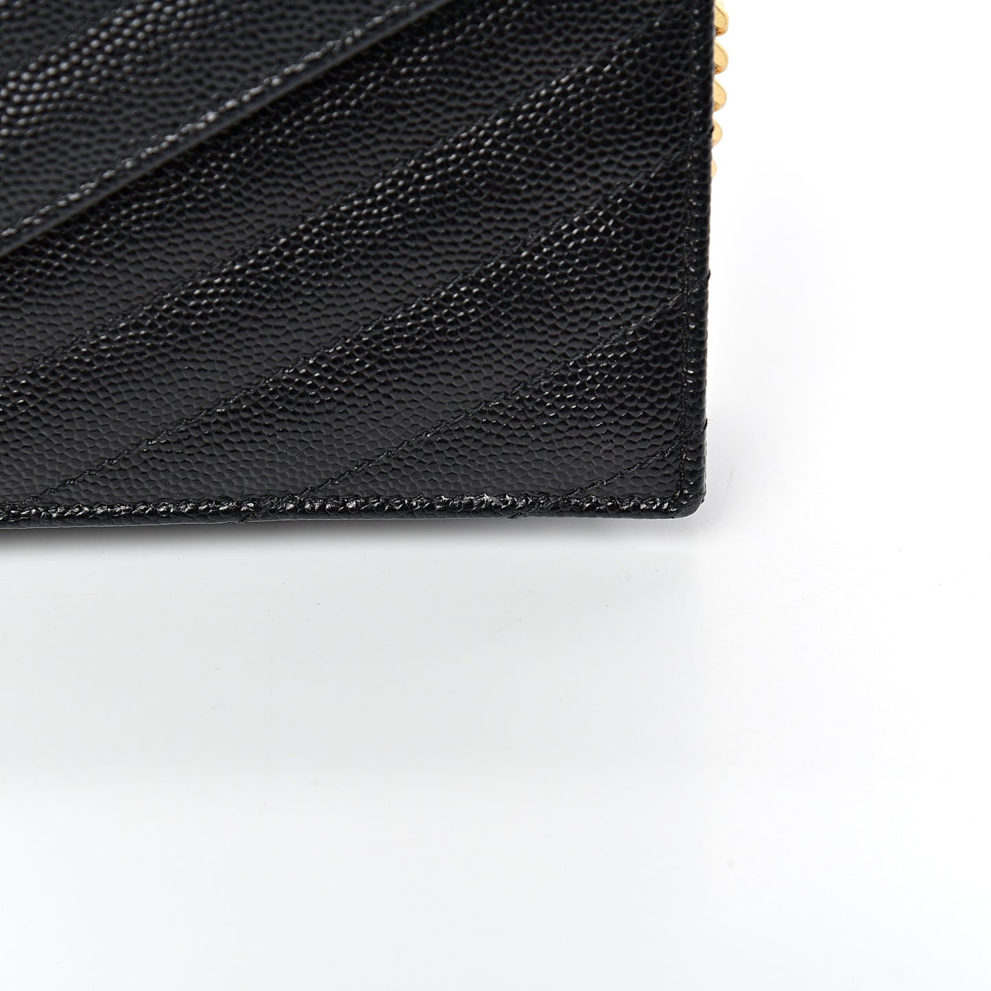 Grain De Poudre Matelasse Chevron Monogram Envelope Chain Wallet Black