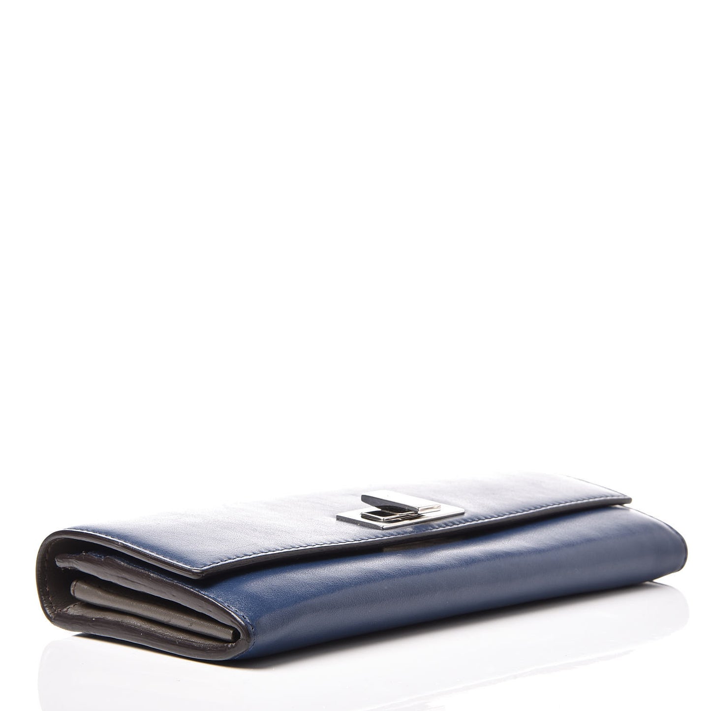 Vitello Century Bi-Color Peekaboo Continental Wallet Blue Carbone