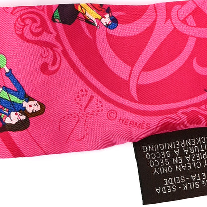 Hermes Silk Ex-Libris Les Parisie Twilly Rose Indien Vert Bleu 3 of 4