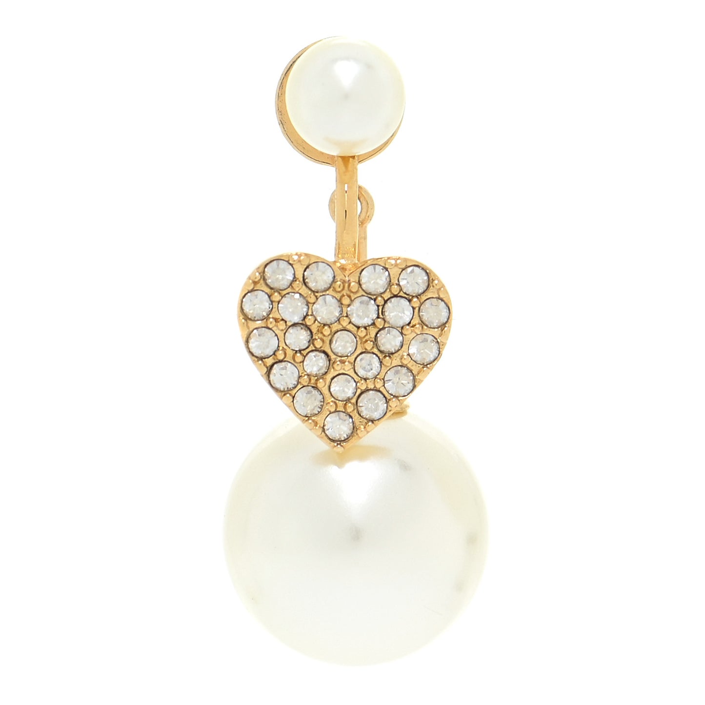 Pearl Crystal Heart Tribal Earring Gold