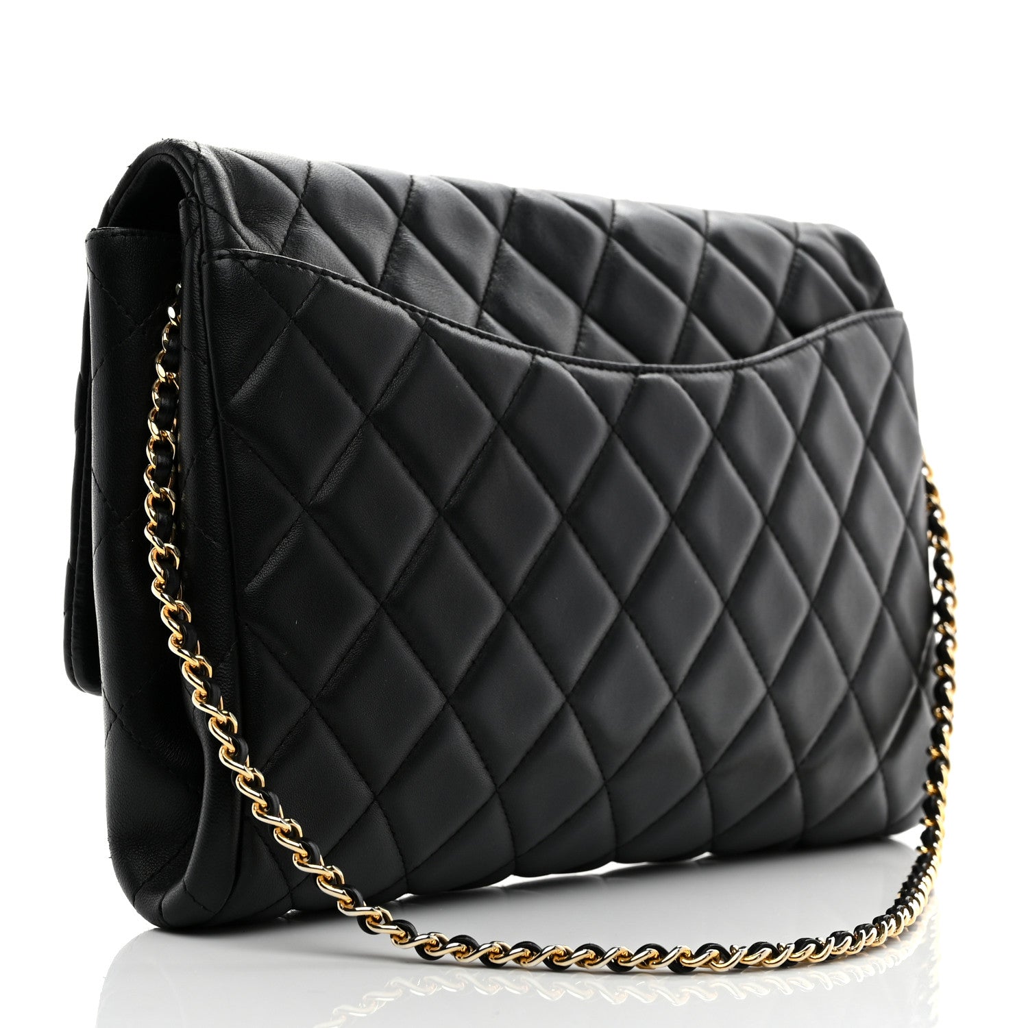 Chanel Lambskin Quilted Clutch With Chain Flap Black 3 of 10