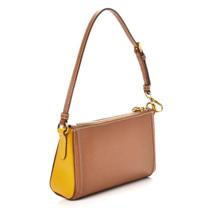 Prada Saffiano Colour Bi-Color Pochette Caramel Mimosa 3 of 10