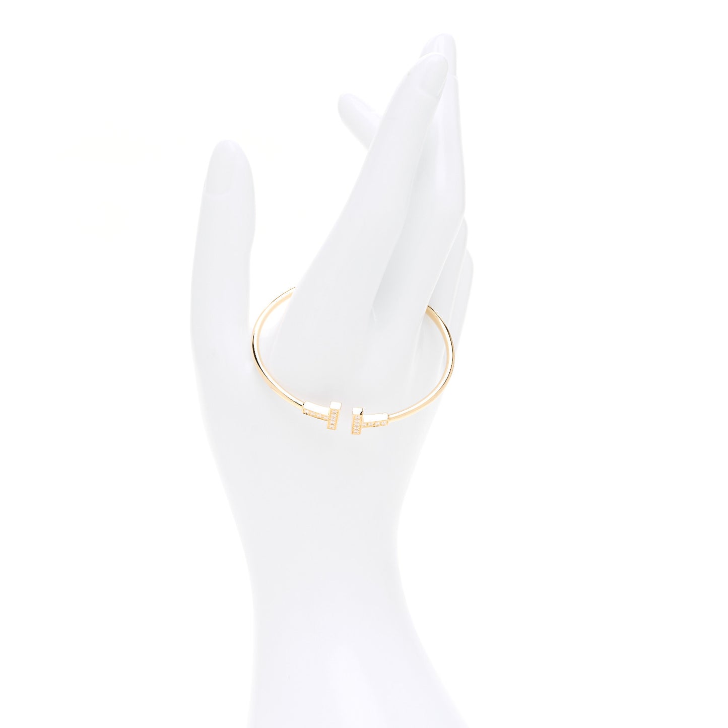 18K Yellow Gold Diamond T Wire Bracelet