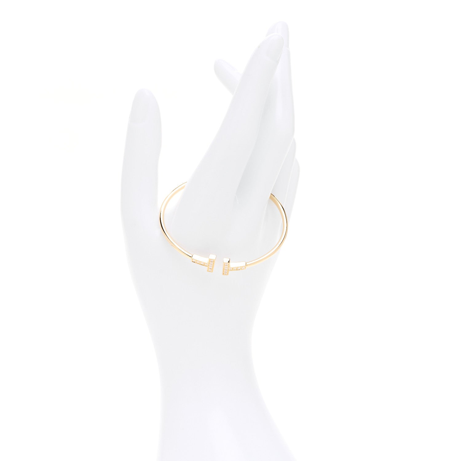 Tiffany 18K Yellow Gold Diamond T Wire Bracelet 2 of 6