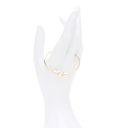 Tiffany 18K Yellow Gold Diamond T Wire Bracelet 2 of 6