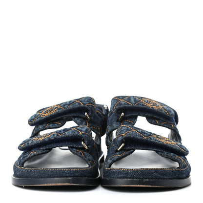 Chanel Denim Velcro Dad Sandals 36 Navy Blue 2 of 8