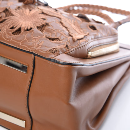 Valentino Garavani Vitello Lace Demetra Satchel Cognac 12 of 18