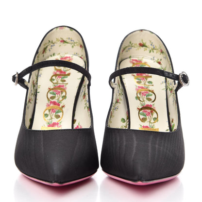 Gucci Moire Fabric Virginia Mary Jane Pumps 35.5 Black 2 of 8