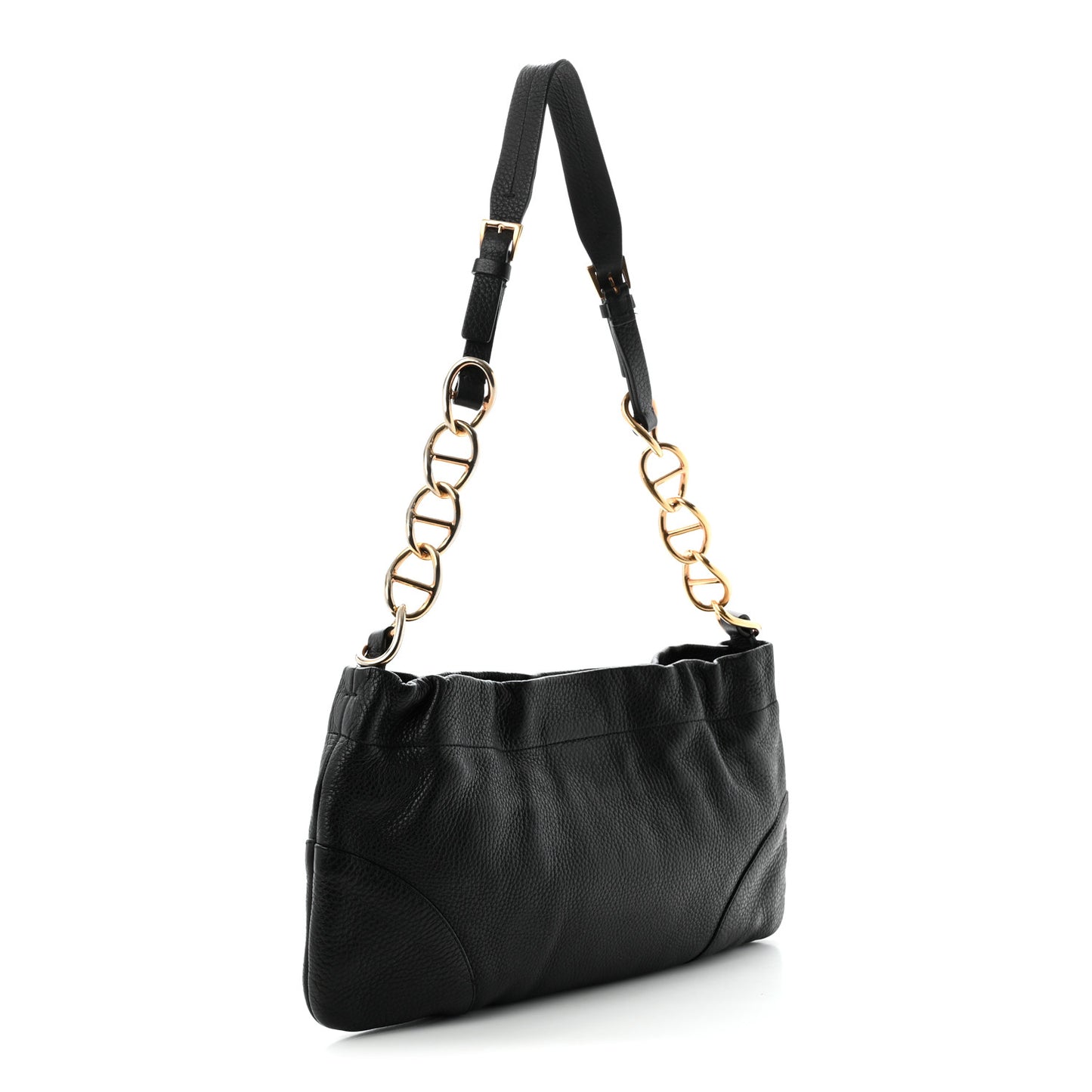 Vitello Daino Small Chain Shoulder Bag Black
