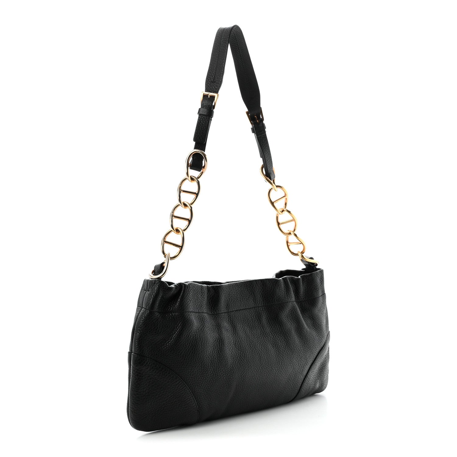 Prada Vitello Daino Small Chain Shoulder Bag Black 3 of 10