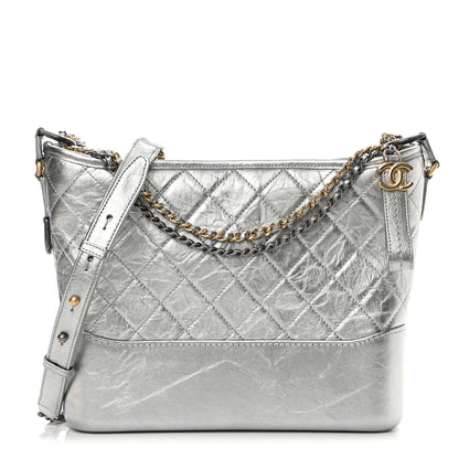 Chanel Metallic Aged Calfskin Quilted Medium Gabrielle Hobo Silver 1 of 15