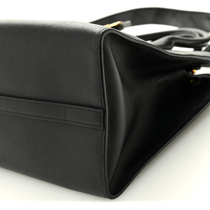 Prada Saffiano Greche Greca Paradigme Bag Black Pink 9 of 9