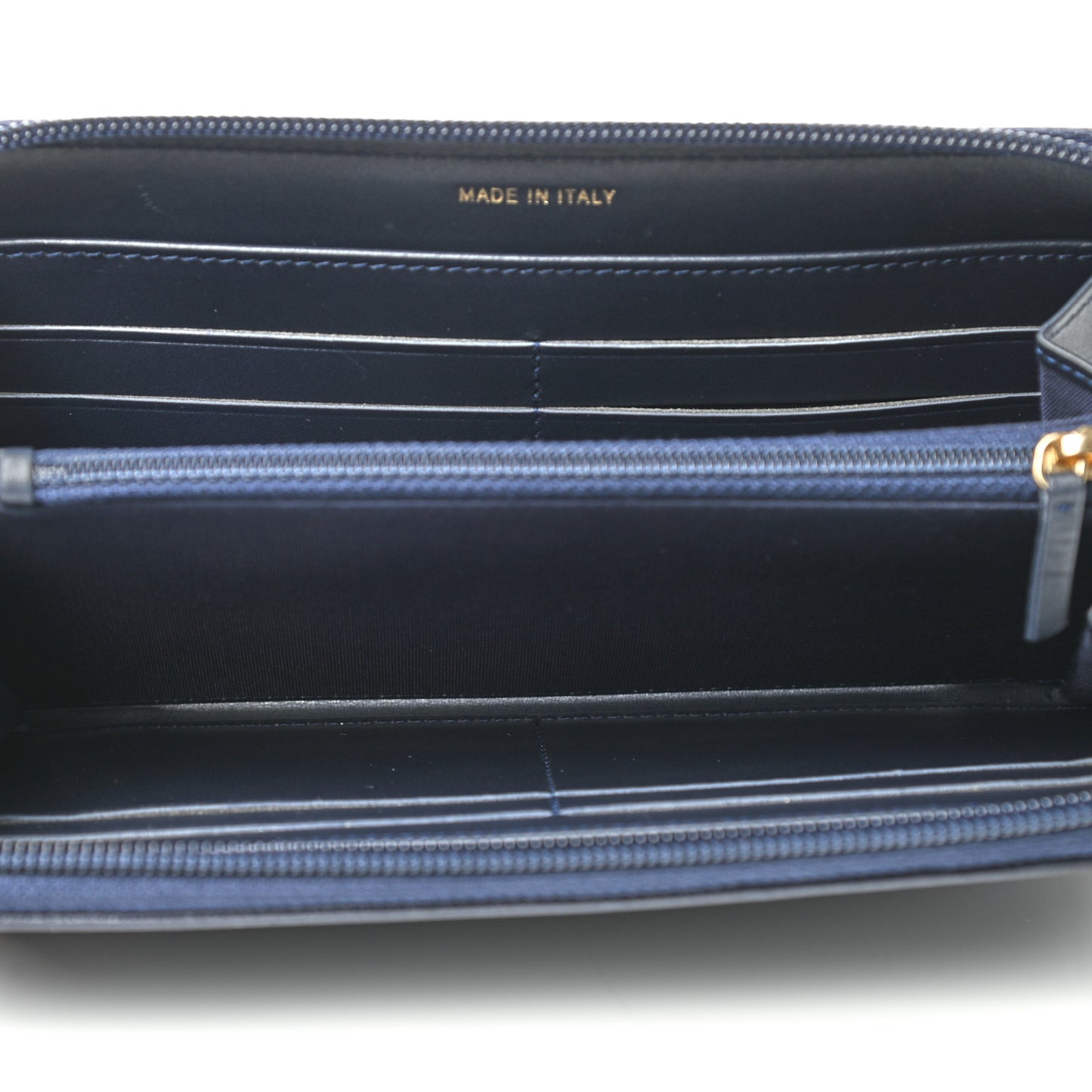 Caviar Quilted Boy Long Zip Around Wallet Navy