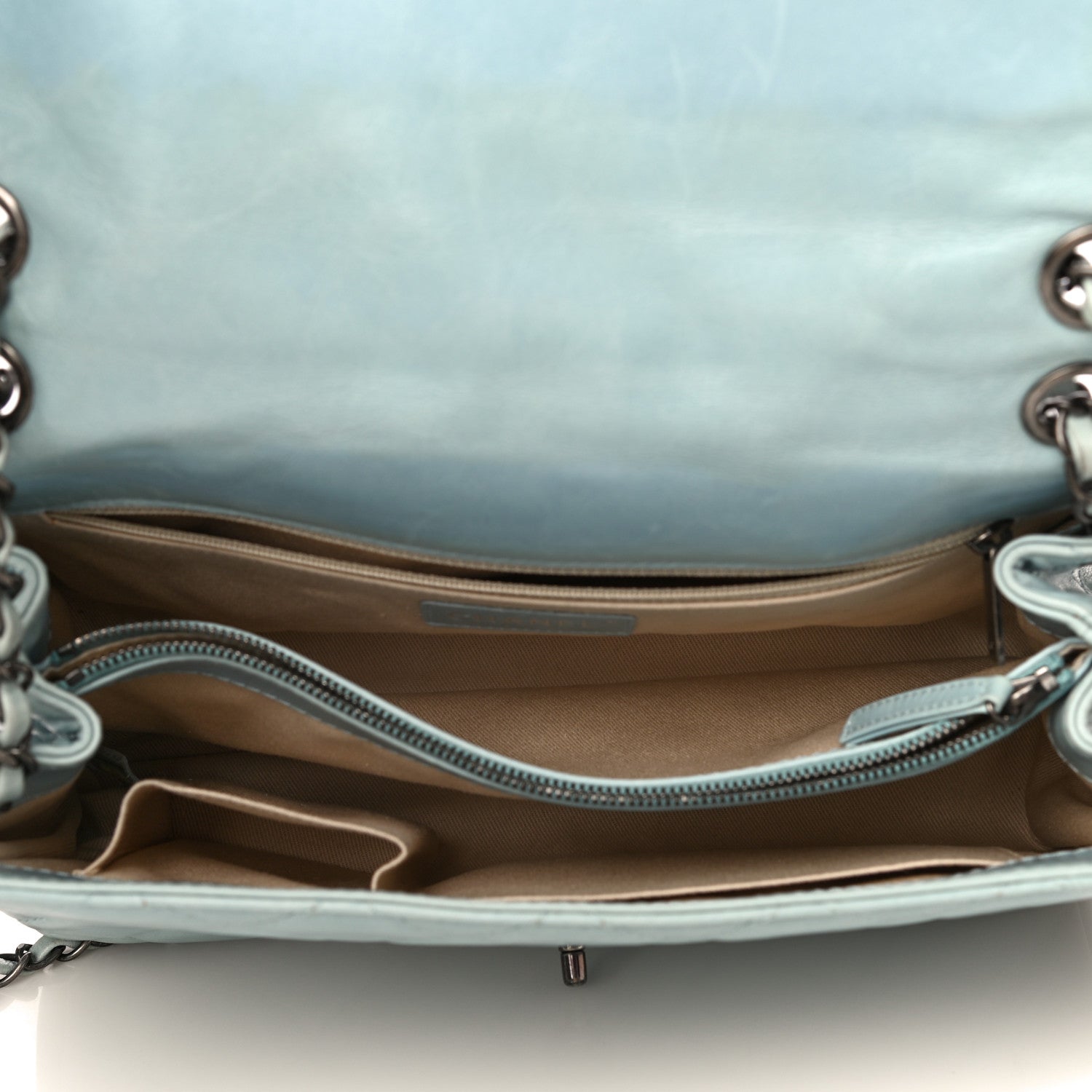 Chanel Glazed Calfskin Quilted Large Coco Soft Flap Light Blue 8 of 36