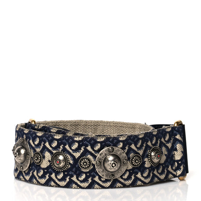 Christian Dior Oblique Studded Shoulder Strap Blue 2 of 7