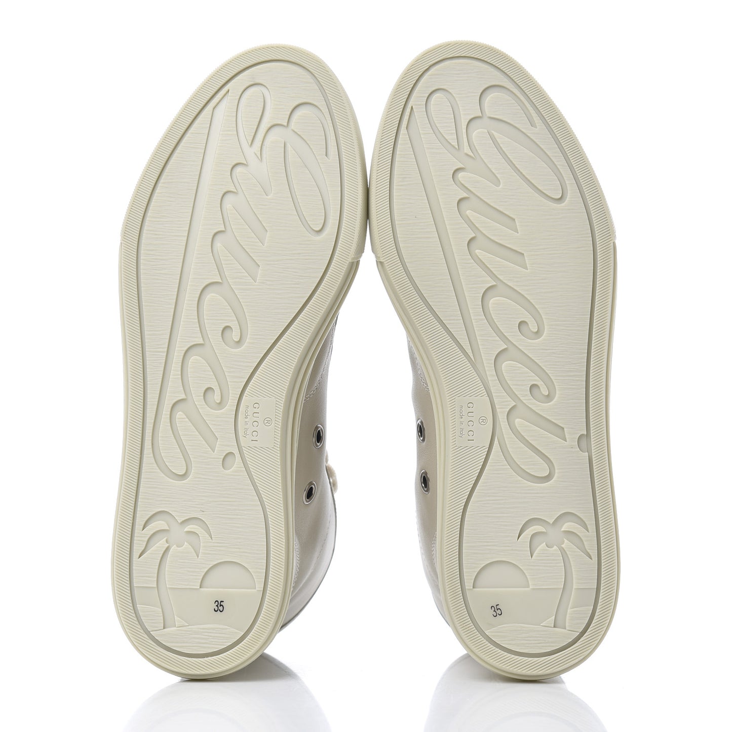 Calfskin Womens High Top Sneakers 35 Mystic White