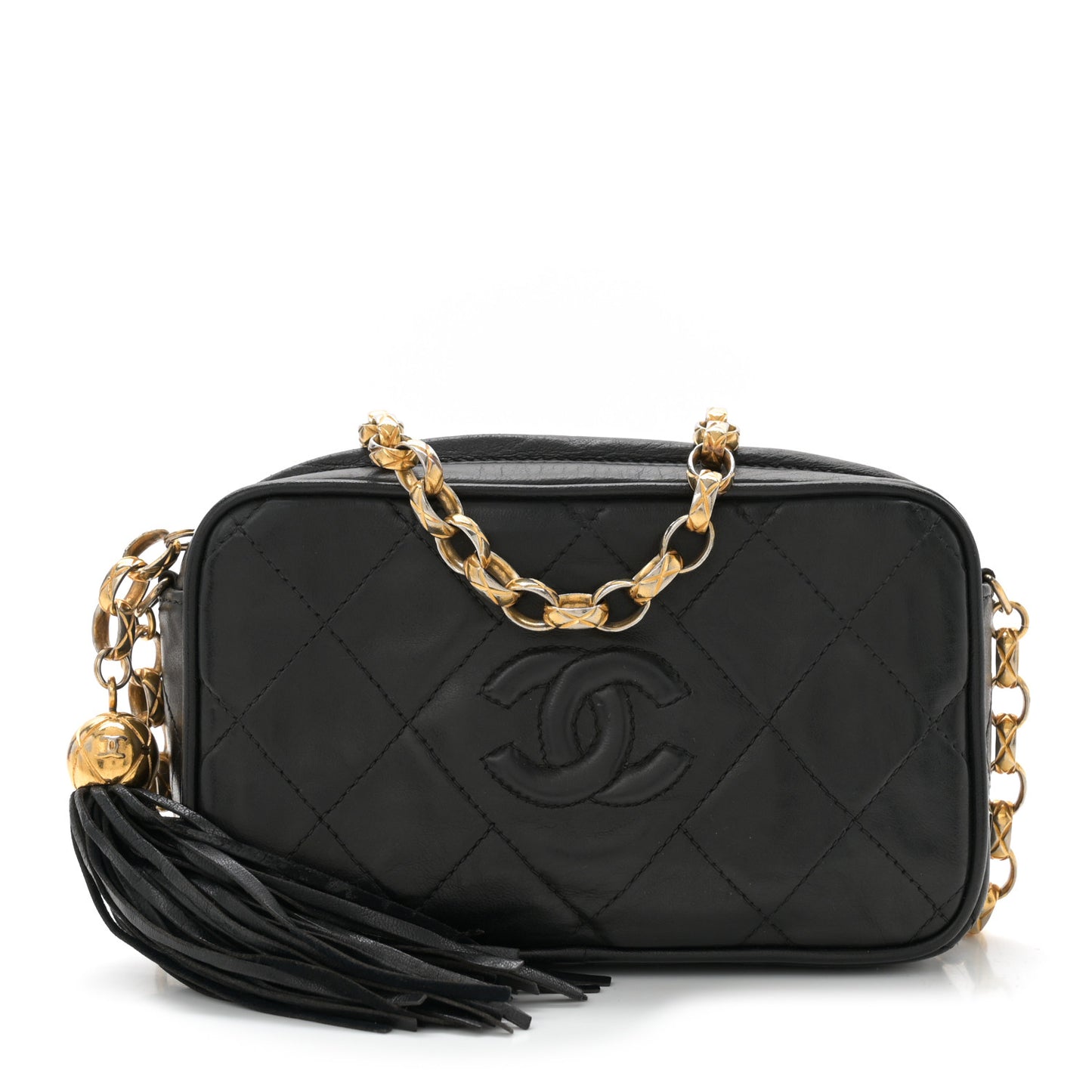 Lambskin Diamond Quilted   Camera Case Black